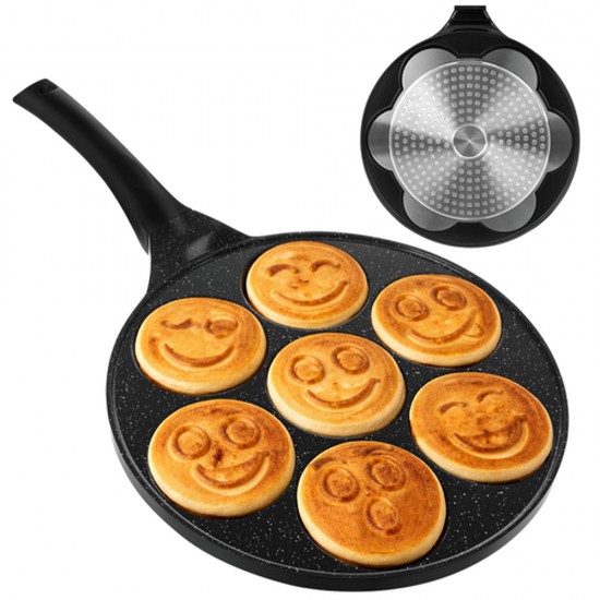 Тиган за палачинки с усмивки RUHHY – 7 гнезда, Индукция и Газ, 26см