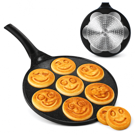 Тиган за палачинки с усмивки RUHHY – 7 гнезда, Индукция и Газ, 26см