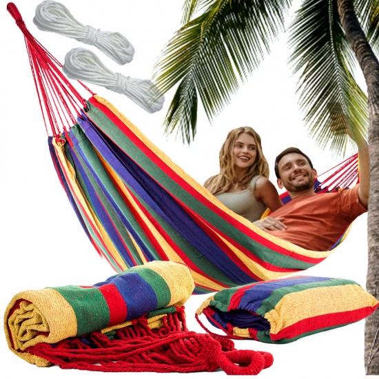 Туристически двоен хамак XXL – Раиран модел 200х150 см