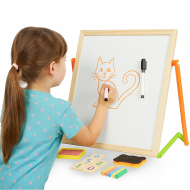 Учебна дървена дъска с магнитни букви, цифри и маркер