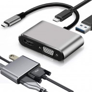 4в1 преходник- Type-C, HDMI 4K, VGA, USB
