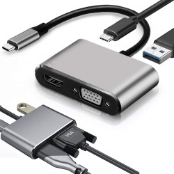 4в1 преходник- Type-C, HDMI 4K, VGA, USB