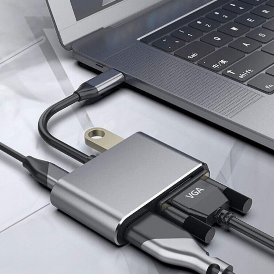 4в1 преходник- Type-C, HDMI 4K, VGA, USB