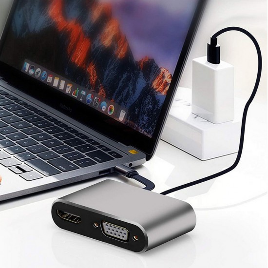 4в1 преходник- Type-C, HDMI 4K, VGA, USB
