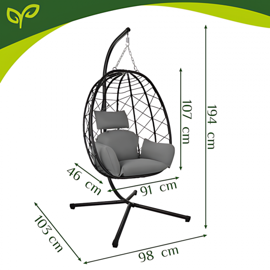 Висящ стол люлка тип гнездо GARDLOV (150 кг)
