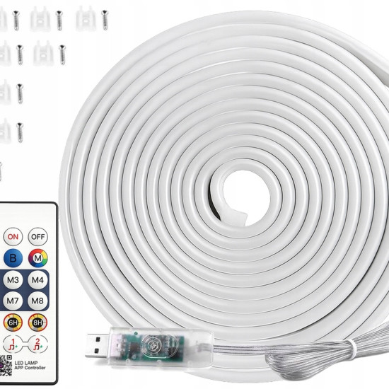 Гъвкава неонова RGB LED лента 10 м с Bluetooth и дистанционно