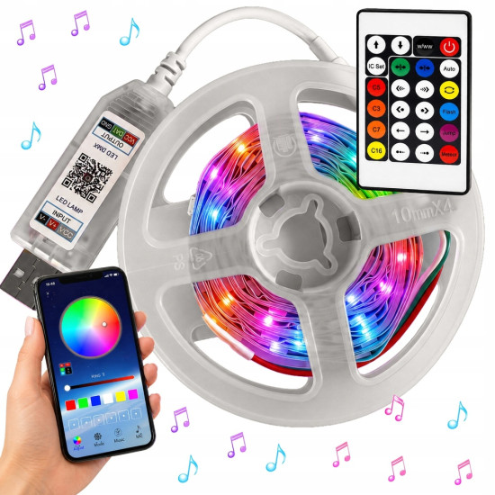 Адресируема RGB IC LED лента 10 м с Bluetooth и музикален режим