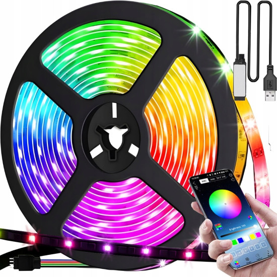 Водоустойчива RGB лента 5 м, приложение и дистанционно