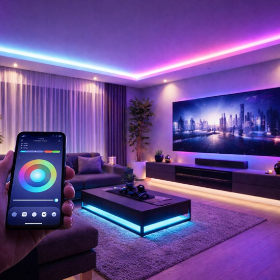 Водоустойчива RGB лента 5 м, приложение и дистанционно