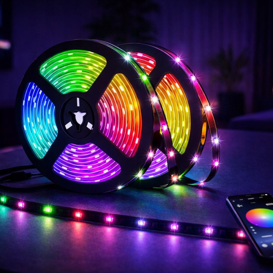 Водоустойчива RGB лента 5 м, приложение и дистанционно
