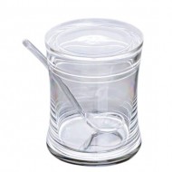 Прозрачна захарница с лъжичка - пластмаса