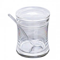 Прозрачна захарница с лъжичка - пластмаса