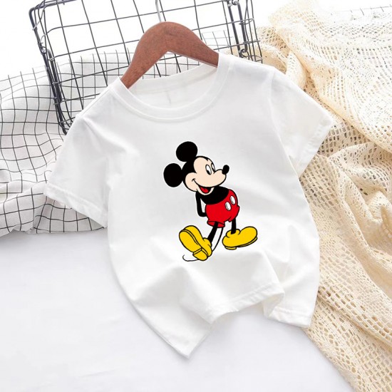 Бяла дамска тениска със щампа  Мики Маус