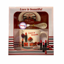 Порцеланов комплект чаша - "Love is beautiful"