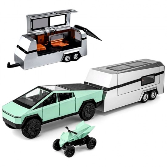 Метална кола Tesla Cyber Pickup Trailer Truck, Каравана, АВТ