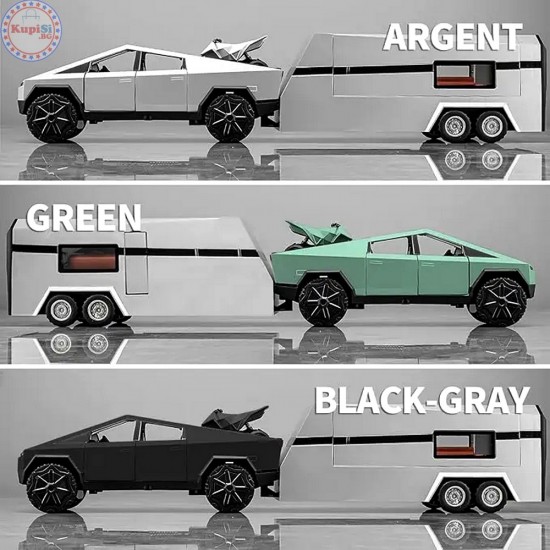 Метална кола Tesla Cyber Pickup Trailer Truck, Каравана, АВТ