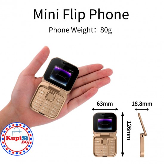 Сгъваем мини телефон Mini Flip, С 2 SIM карти Сгъваем мини телефон Mini Flip, С 2 SIM карти