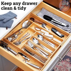 Регулируем бамбуков органайзер за чекмедже Регулируем бамбуков органайзер за чекмедже