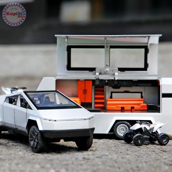 Метална кола Tesla Cyber Pickup Trailer Truck, Каравана, АВТ