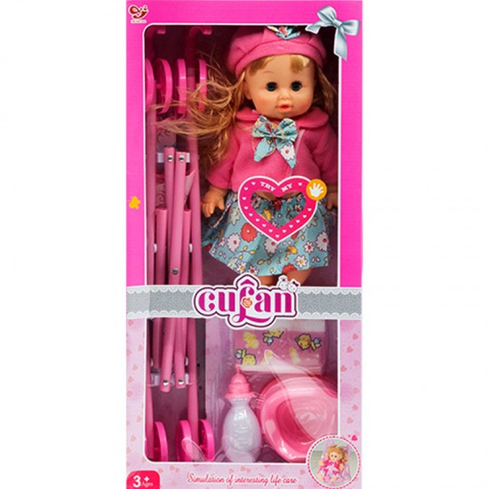 Кукла бебе с количка и биберон
