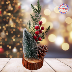 Коледна декорация върху пънче