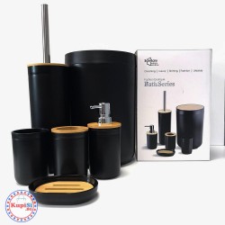 Черен комплект за баня от 6 части