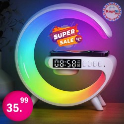 Смарт лампа с часовник и безжично зарядно