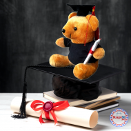 Плюшено мече с тога и шапка