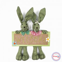 Двойка дървени Великденски зайчета