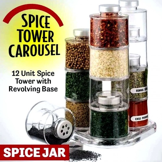 Органайзер с 12 бурканчета за подправки Spice Tower Органайзер с 12 бурканчета за подправки Spice Tower