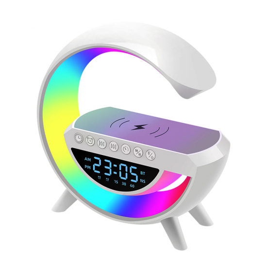Смарт устройство 4в1, Часовник, Тонколона, Лампа, Безжично зарядно, Smart G-lamp