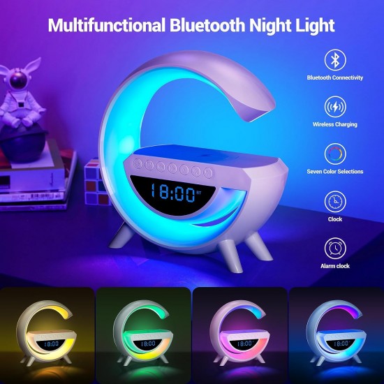 Смарт устройство 4в1, Часовник, Тонколона, Лампа, Безжично зарядно, Smart G-lamp