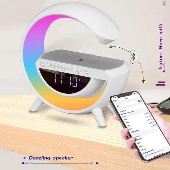 Смарт устройство 4в1, Часовник, Тонколона, Лампа, Безжично зарядно, Smart G-lamp