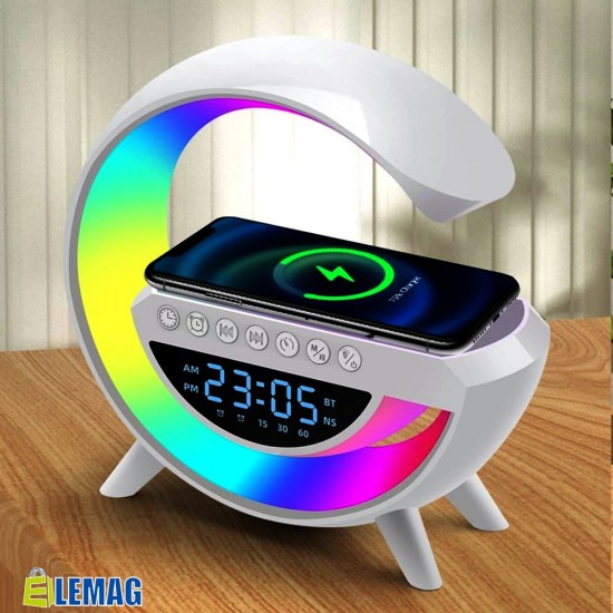 Смарт устройство 4в1, Часовник, Тонколона, Лампа, Безжично зарядно, Smart G-lamp
