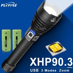 Супер мощен метален фенер P90, USB акумулаторна батерия