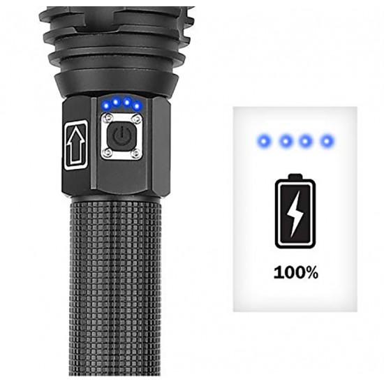 Супер мощен метален фенер P90, USB акумулаторна батерия