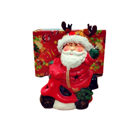 Керамична светеща фигурка Дядо Коледа на тротинетка