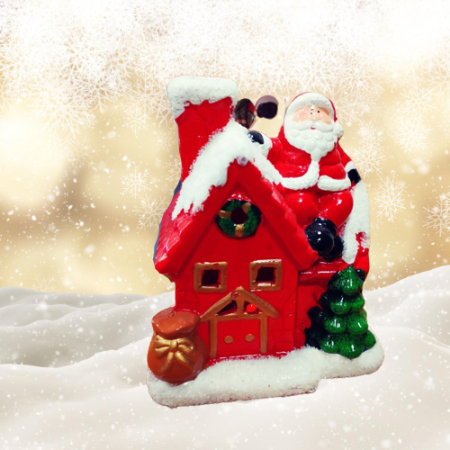 Светеща керамична къщичка с Дядо Коледа