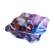 Коледна стъклена купичка с пейзаж