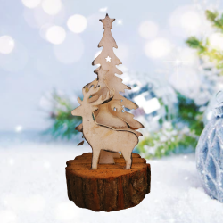 Коледна дървена украса, Елха с еленче