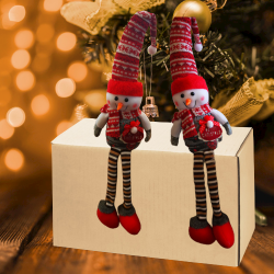 Декоративна коледна фигура от плат Снежко и Дядо Коледа