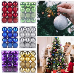 Коледни топки за украса  10 броя / 5 цвята