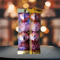 Комплект, Коледни топки, Подаръчна кутия, Цвят Розово злато