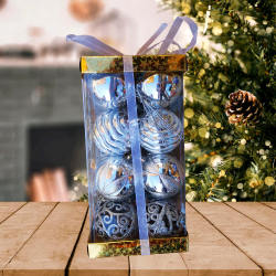 Комплект, Коледни топки, Подаръчна кутия, Сребрист цвят