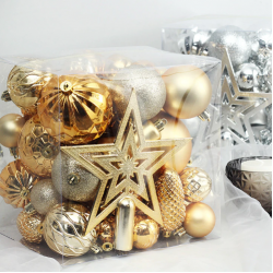Коледни топки за украса  45 броя в кутия , 3 цвята