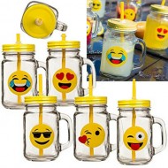 Стъклен буркан със сламка - Емоджи