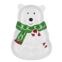 Коледна чиния с бяла мечка