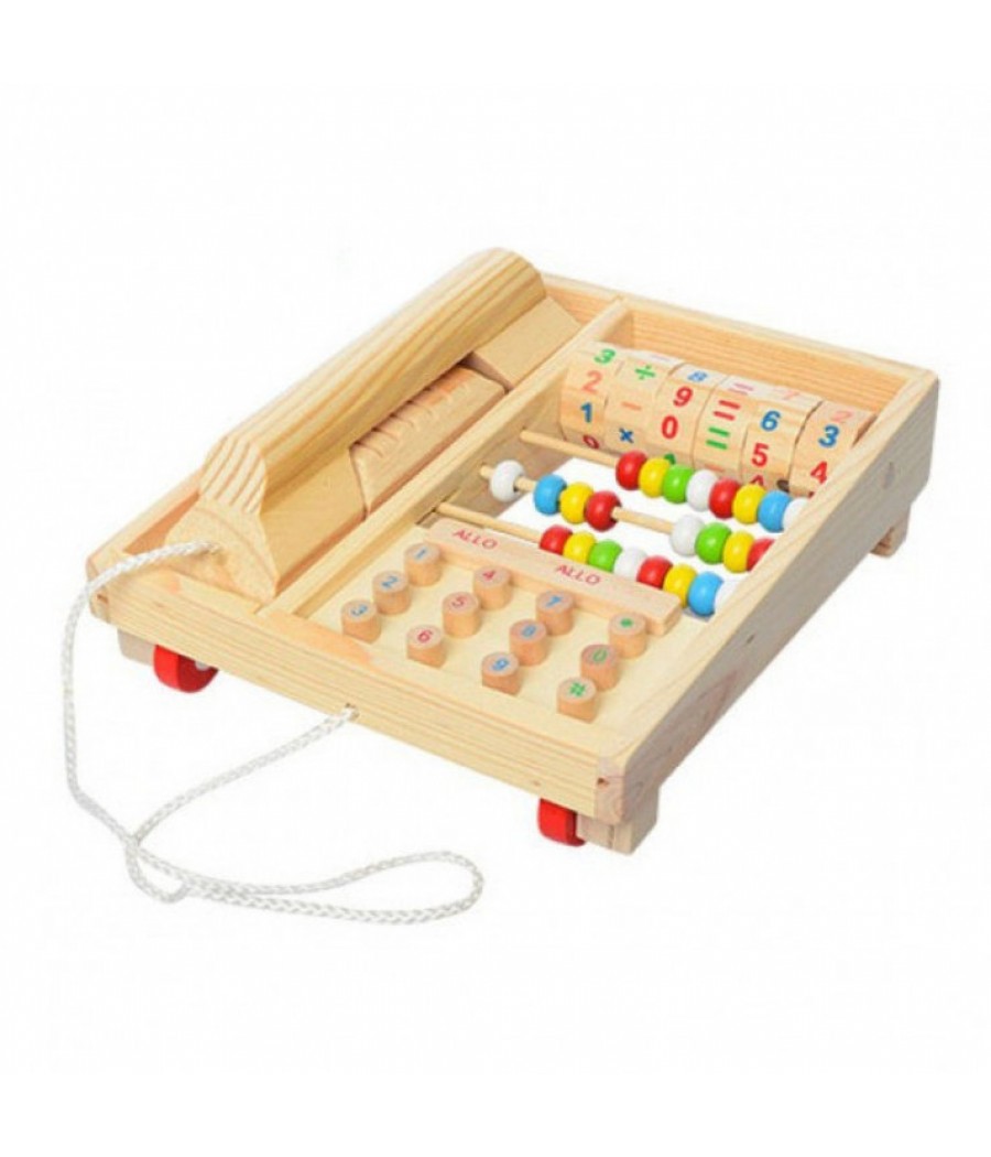 Образователна играчка , Дървен телефон със сметало
