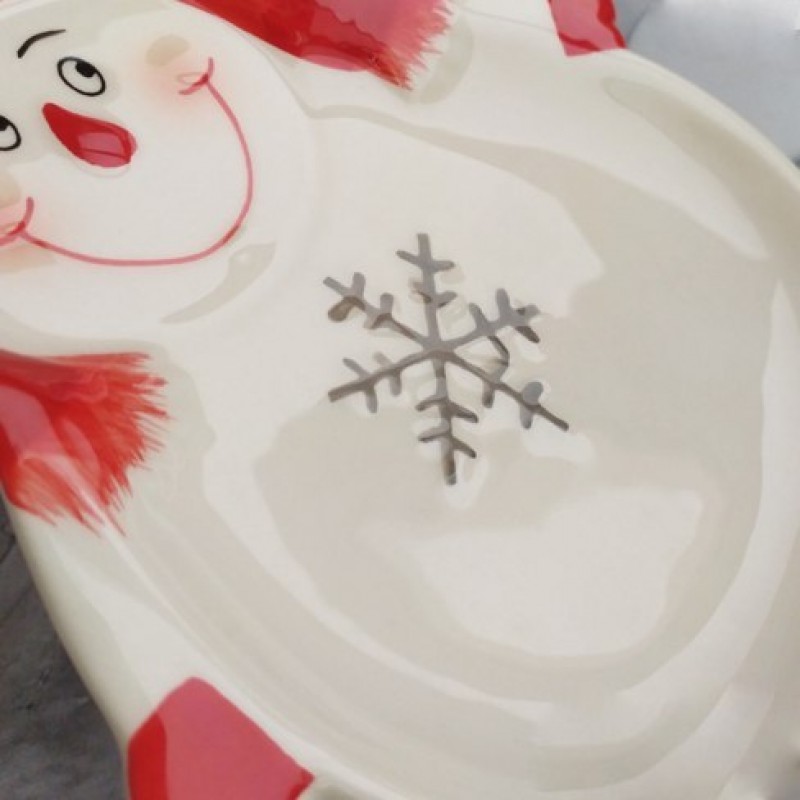 Коледна чиния с форма на Снежен човек 