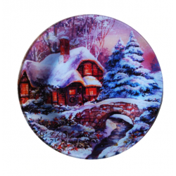 Стъклена Коледна чиния с Пейзаж